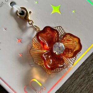 Gold and Amber Flower Clip-On Charm or Pendant